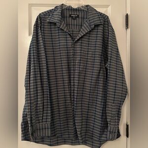Claiborne Navy and Gray Checkered Men's Shirt